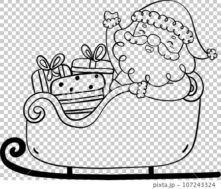 Cute Santa Claus outline, playful Christmas Santa children illustration Cute Santa Claus outline, playful Christmas Santa children illustration 107243324