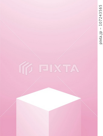 何もない部屋/シンプルな展示台/床/壁/壁面展示/カラー/パステル/グラフィック/ピンク 107243565