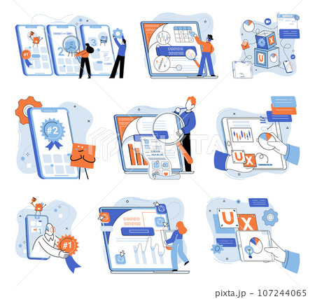 Application testing metaphor. Vector illustration. Application testing, refining process that ensures smooth ride for software App test, trial period before app cofficially make its debut Software Application testing metaphor. Vector illustration. Application testing, refining process that ensures smooth ride for software App test, trial period before app cofficially make its debut Software 107244065