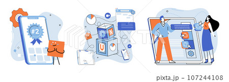 Bes application metaphor. Vector illustration. Application score, scoring system that validates effectiveness of application Best application, software paragon setting benchmark in design Bes application metaphor. Vector illustration. Application score, scoring system that validates effectiveness of application Best application, software paragon setting benchmark in design 107244108