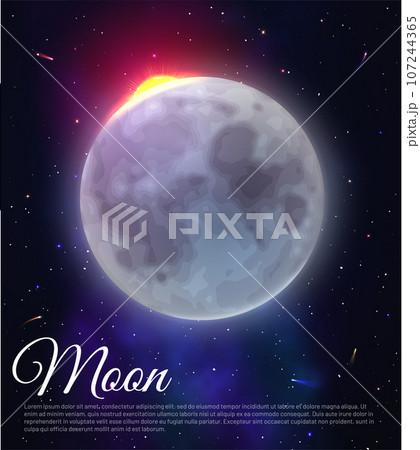 Full moon on dark starry night sky background 107244365