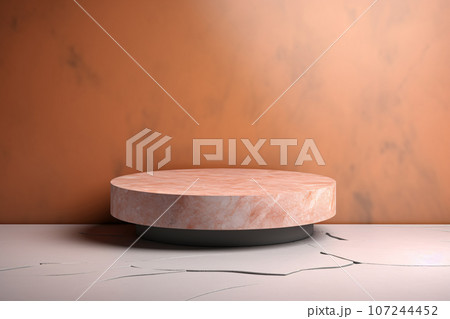 3D Empty Podium Mockup Display on Minimal Multicolor Stone Background and Texture 107244452