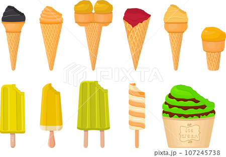 big kit ice cream popsicle different types in cone waffle cup big kit ice cream popsicle different types in cone waffle cup 107245738