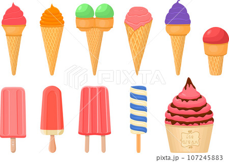 big kit ice cream popsicle different types in cone waffle cup big kit ice cream popsicle different types in cone waffle cup 107245883