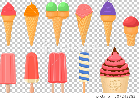 big kit ice cream popsicle different types in cone waffle cup big kit ice cream popsicle different types in cone waffle cup 107245883