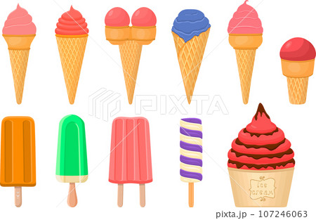 big kit ice cream popsicle different types in cone waffle cup big kit ice cream popsicle different types in cone waffle cup 107246063