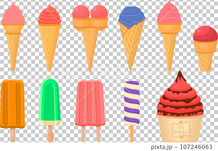 big kit ice cream popsicle different types in cone waffle cup big kit ice cream popsicle different types in cone waffle cup 107246063