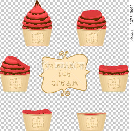 Big set various sweet tasty natural ice cream 107246066