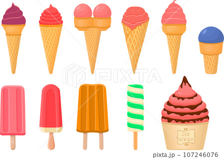 big kit ice cream popsicle different types in cone waffle cup big kit ice cream popsicle different types in cone waffle cup 107246076
