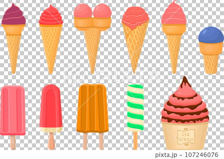 big kit ice cream popsicle different types in cone waffle cup big kit ice cream popsicle different types in cone waffle cup 107246076