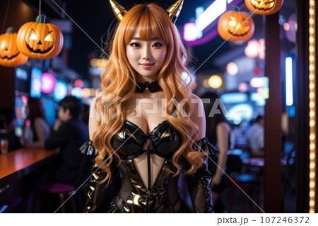ハロウィン クラブ 魔女 仮装　コスブレ 美女 Club 107246372