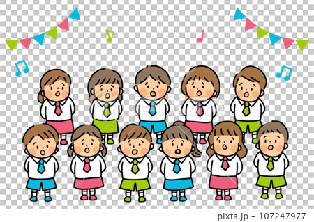 Cute children's choir recital illustration Cute children's choir recital illustration 107247977