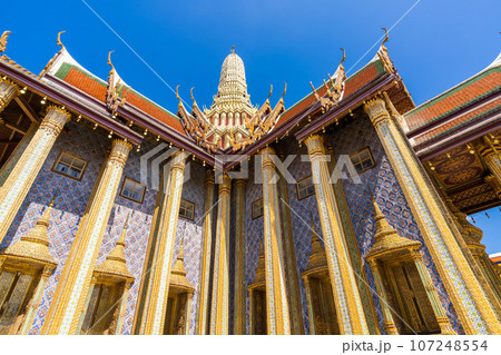 バンコク、ワット・ポー、花の咲く涅槃仏寺　 107248554