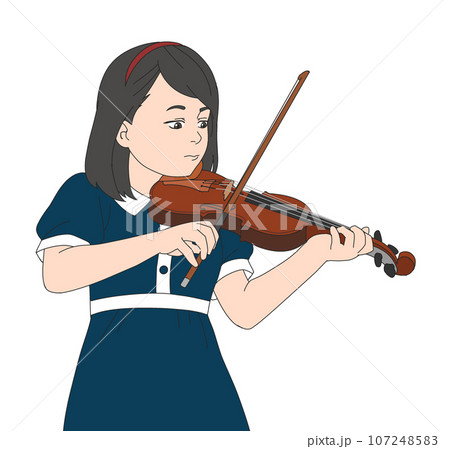バイオリンを弾く女の子のイラスト 107248583