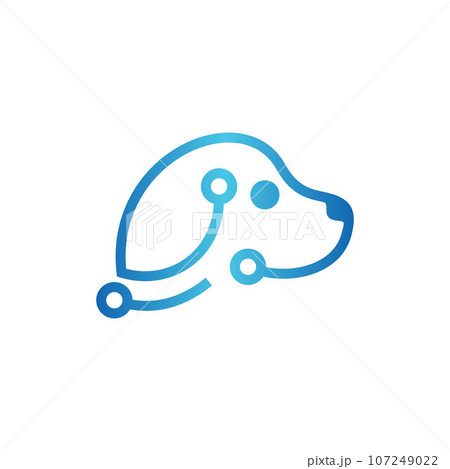 Dog head technology line simple logo 107249022