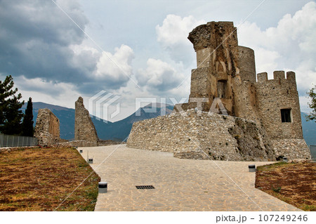 Norman castle at the top of the village of Morano Calabro in Calabria, Italy 107249246