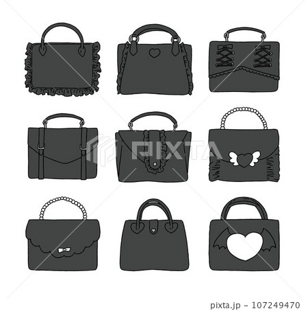 黒のバッグのイラストセットのイラスト素材 [107249470] - PIXTA