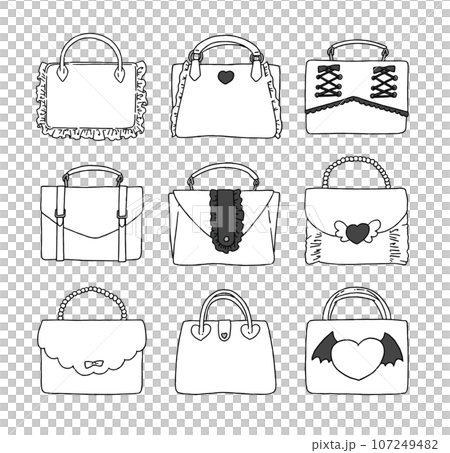 白のバッグのイラストセット 白のバッグのイラストセット 107249482