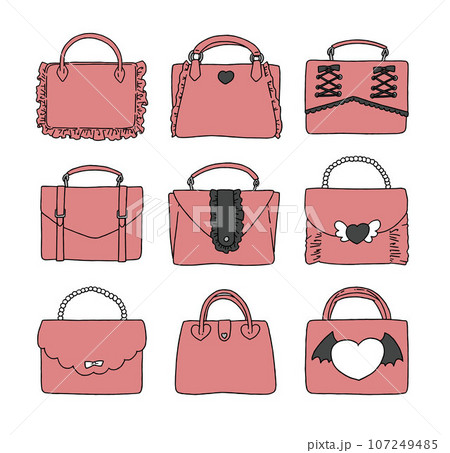 赤のバッグのイラストセットのイラスト素材 [107249485] - PIXTA