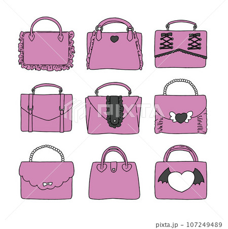 ピンクのバッグのイラストセットのイラスト素材 [107249489] - PIXTA