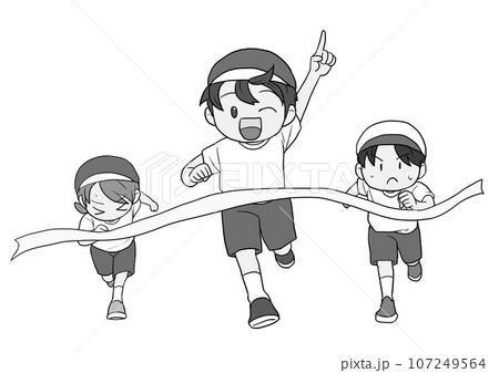 ゴールする小学生 グレー 107249564