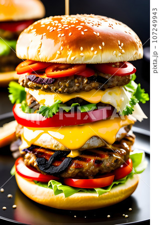 larger than life hamburger that embodies mouthwatering larger than life hamburger that embodies mouthwatering 107249943