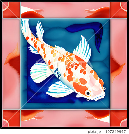 vale pattern watercolor koi tile 107249947