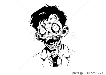 Zombie office worker hand drawn ink sketch. Engraved style vector illustration. Zombie office worker hand drawn ink sketch. Engraved style vector illustration. 107251274