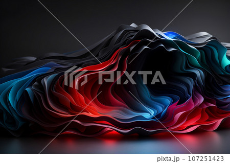 Vibrant Abstract Gradient in Black, Red, and Blue - Modern Digital Art, Generative Ai 107251423