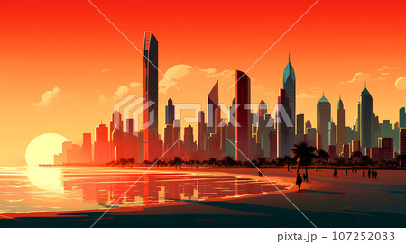 Illustration of the beautiful city of Abu Dhabi. United Arab Emirates Illustration of the beautiful city of Abu Dhabi. United Arab Emirates 107252033
