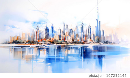 Illustration of the beautiful city of Dubai. United Arab Emirates 107252145