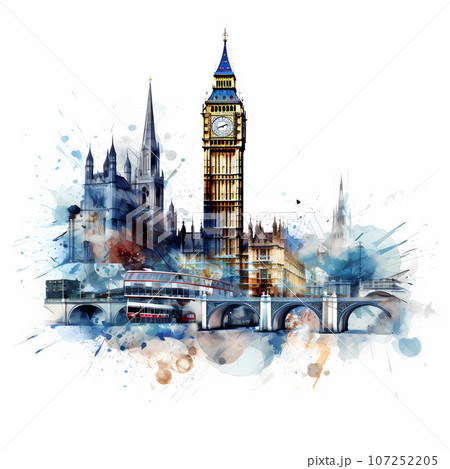 Illustration of the beautiful city of London. United Kingdom Illustration of the beautiful city of London. United Kingdom 107252205