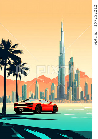 Illustration of the beautiful city of Dubai. United Arab Emirates 107252212