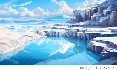 Illustration of a beautiful view of the travertines 107252317