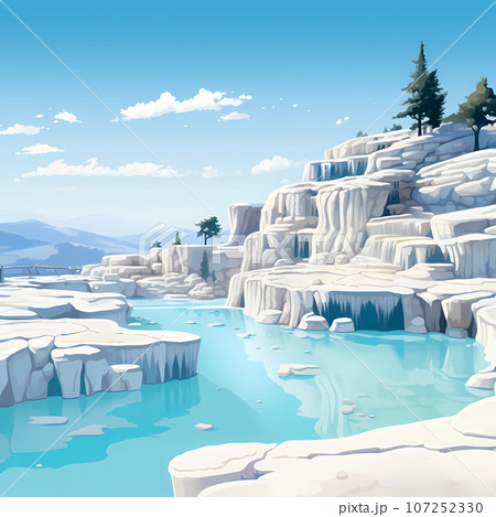 Illustration of a beautiful view of the travertines 107252330