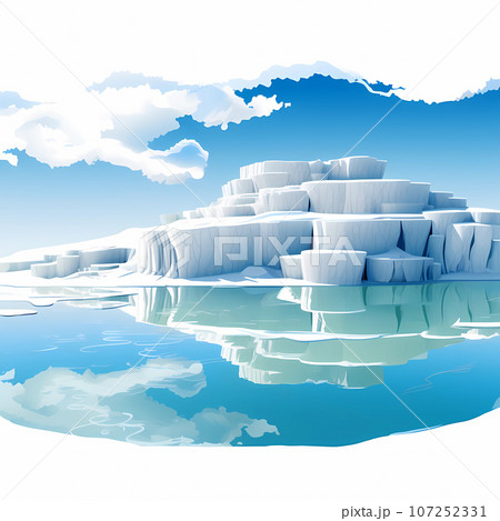 Illustration of a beautiful view of the travertines 107252331