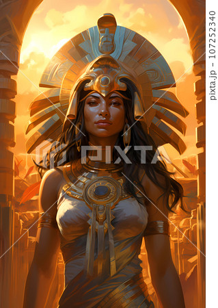 Illustration of the royal person of Egypt in traditional costume 107252340