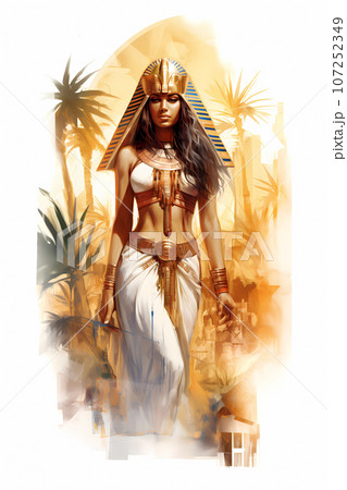 Illustration of the royal person of Egypt in traditional costume Illustration of the royal person of Egypt in traditional costume 107252349