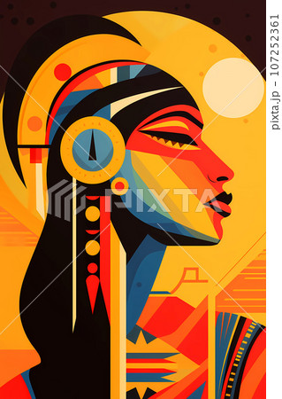 Illustration of the royal person of Egypt in traditional costume 107252361