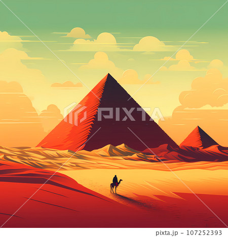 Illustration of a beautiful view of the Egyptian pyramids, Egypt Illustration of a beautiful view of the Egyptian pyramids, Egypt 107252393