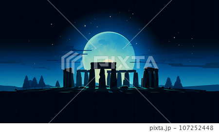 Illustration of beautiful view of Stonehenge, United Kingdom Illustration of beautiful view of Stonehenge, United Kingdom 107252448