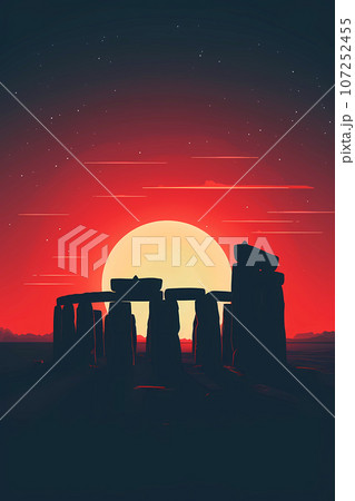 Illustration of beautiful view of Stonehenge, United Kingdom Illustration of beautiful view of Stonehenge, United Kingdom 107252455