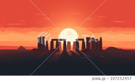 Illustration of beautiful view of Stonehenge, United Kingdom Illustration of beautiful view of Stonehenge, United Kingdom 107252457
