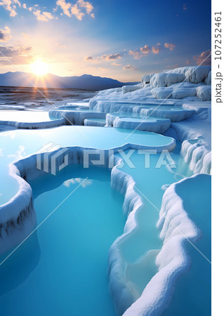 Illustration of a beautiful view of the travertines 107252461