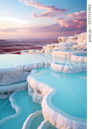 Illustration of a beautiful view of the travertines 107252464