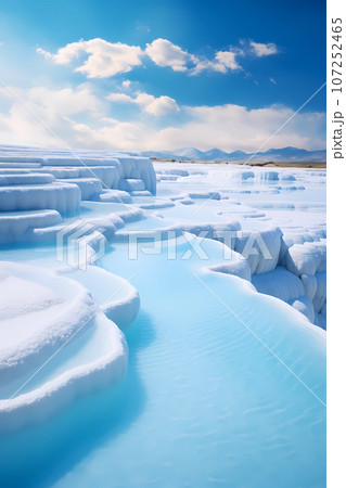 Illustration of a beautiful view of the travertines 107252465