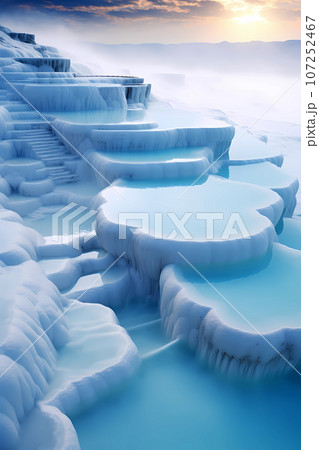 Illustration of a beautiful view of the travertines 107252467