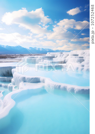 Illustration of a beautiful view of the travertines 107252468