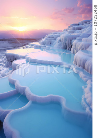 Illustration of a beautiful view of the travertines 107252469