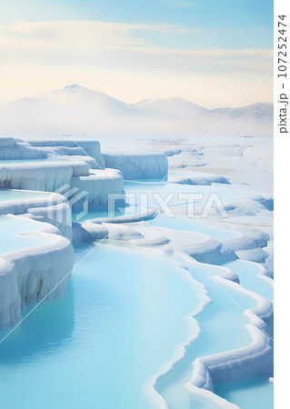 Illustration of a beautiful view of the travertines 107252474